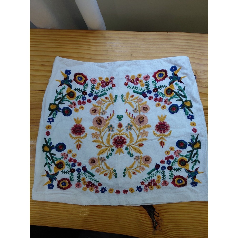 Umgee USA White Embroidered Cottagecore Mini Skirt Sz L Boho Festival‎ Lined